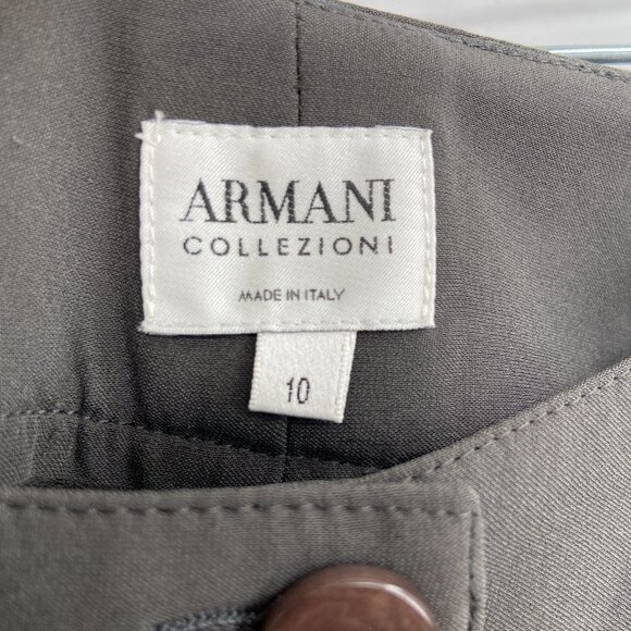 ARMANI Collezioni Olive Green Wide Leg Lightweight Trouser Pants Size 10 - Picture 6 of 6